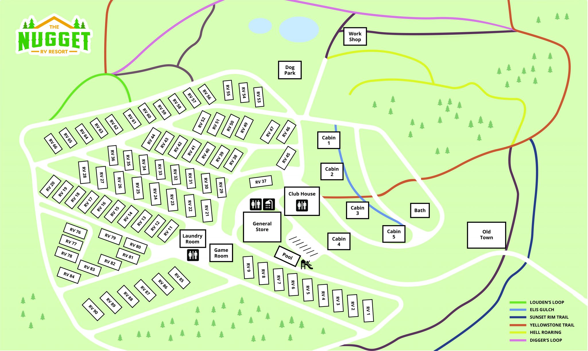 Park Map Of The Nugget RV Park | RV & Tent Campsites Regis, MT